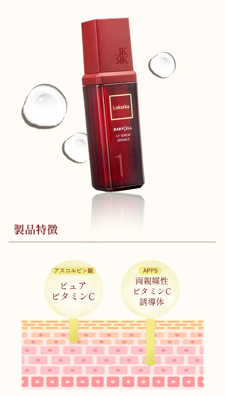 レカルカ「BABY CELL CF SERUM ADVANCE」ピュアビタミンCとAPPS配合のビタミンC美容液