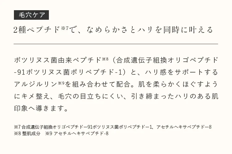 ボツリヌス菌由来ペプチドとアルジルリンによる毛穴ケア