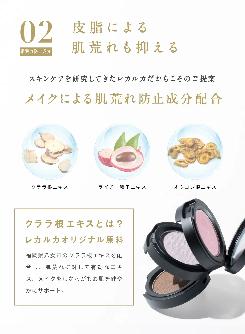 クララ根エキスやライチ種子エキス配合で皮脂による肌荒れを防ぐフェイスパウダー