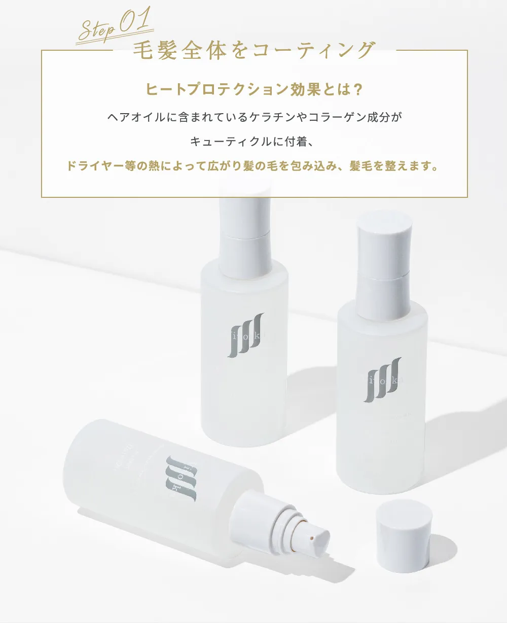 毛髪全体をコーティングしドライヤーの熱で髪を整えるヘアオイル